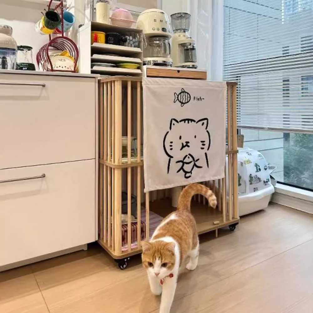 원목 고양이집 강아지 개집 중형 캐비닛 사육장 휴식 1단 이미지 6