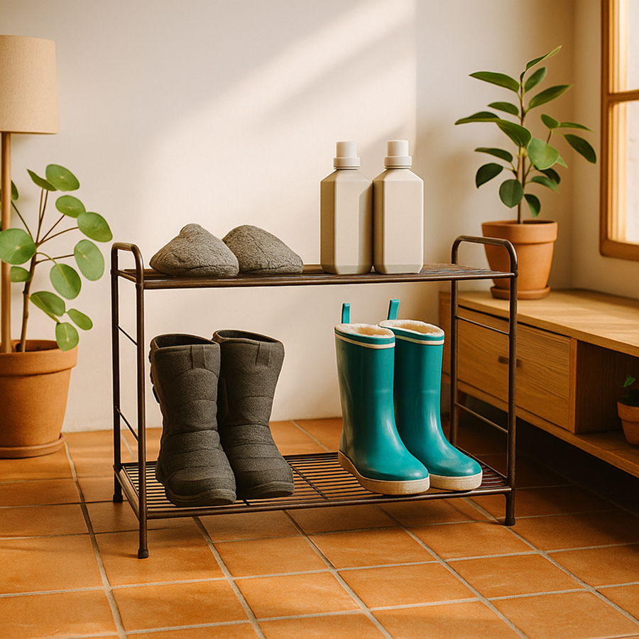 적층 연결형 철제 신발장 오픈형 현관 사무실 학원 원룸용 (3단+3단)