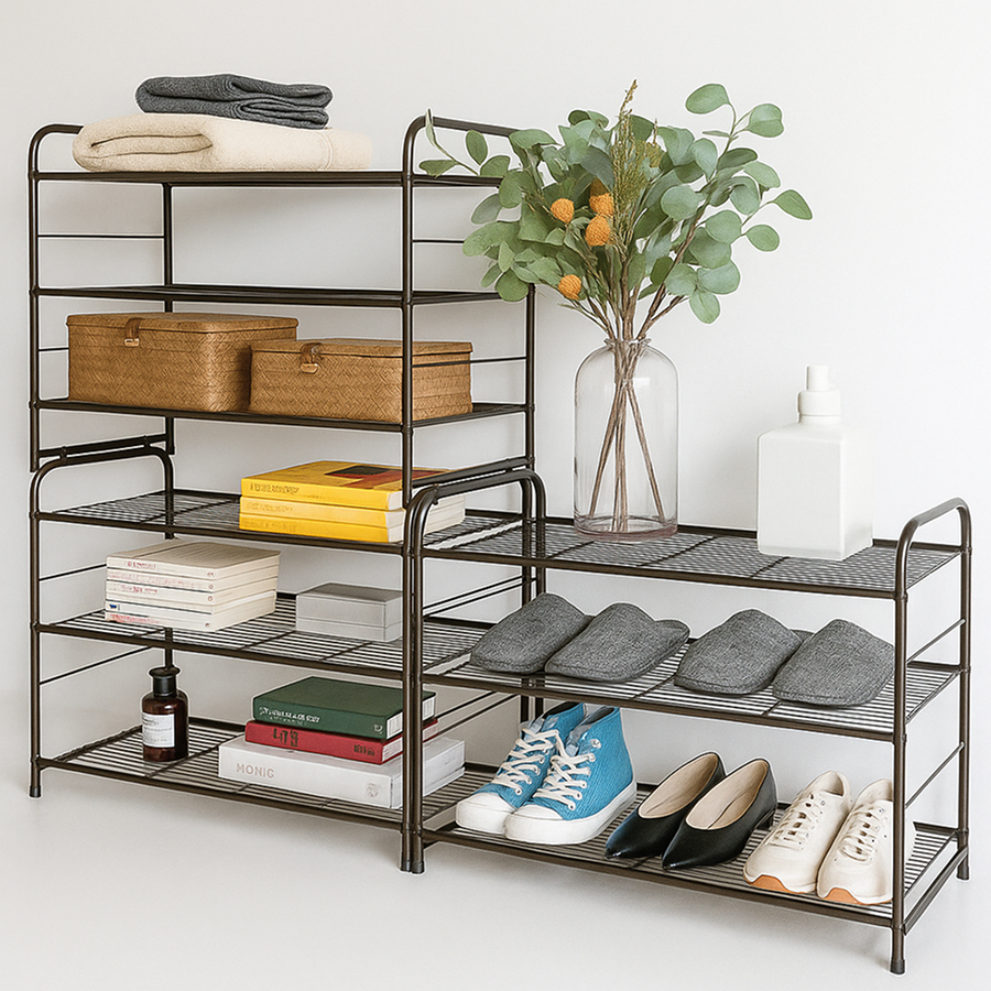 적층 연결형 철제 신발장 오픈형 현관 사무실 학원 원룸용 (3단+3단)