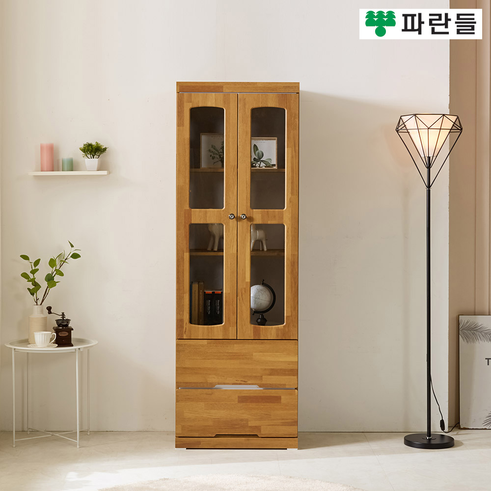 파란들가구 멀바우 투서랍 600 유리문 수납장식장 거실장식장 - 메인 이미지