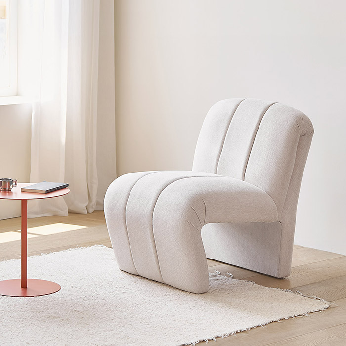 룸앤홈 토토 1인 패브릭 소파 스툴미포함, 크림