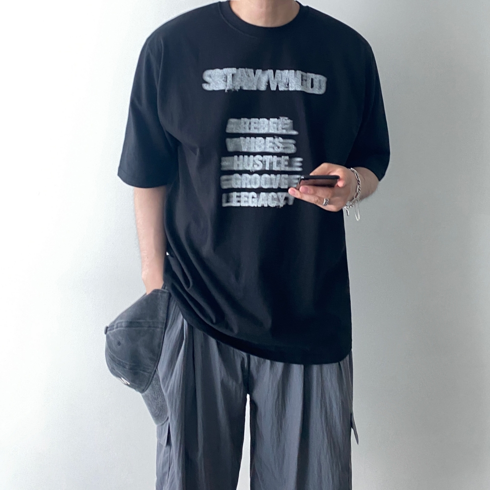 남자박스티 라운드티셔츠 두꺼운반팔티 이미지 8