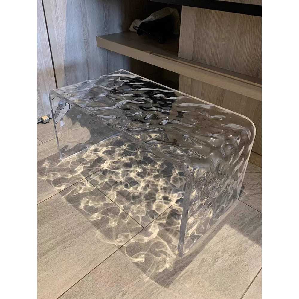 아크릴 테이블 원형 물결 무늬 커피 티 가정용 협탁 80x40x40 - 상세 이미지 2