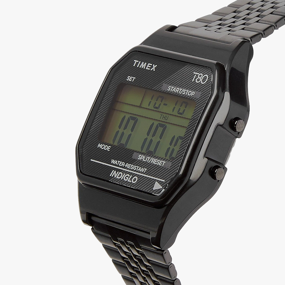 타이맥스 T80 스테인리스 스틸 남녀공용 디지털 전자시계 블랙
