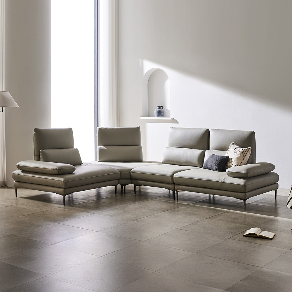 쉐우드가구 아소르 이태리 천연통가죽 기능성 스윙 소파 6인용 / 국내제조