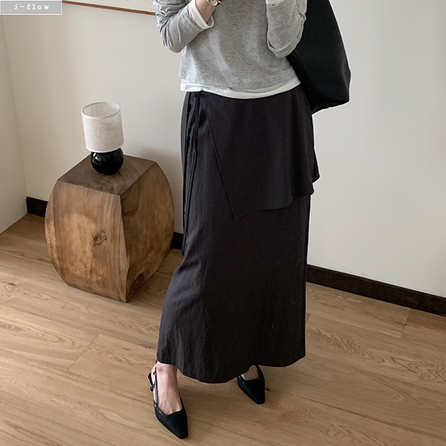 케일러 레이어드 허리끈 롱 스커트 3col 여름 랩 포인트 여리핏 찰랑 플레어 제이플로우 - 상세 이미지 4