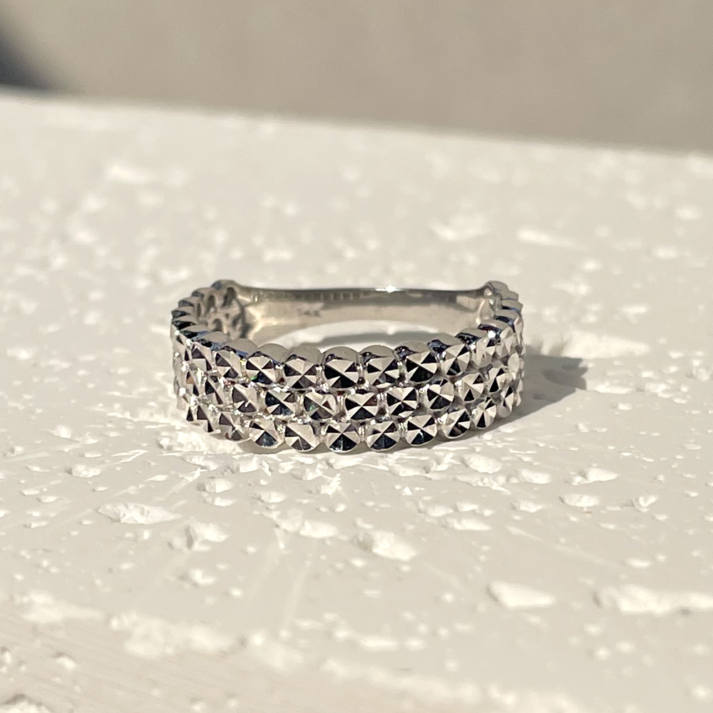 14K 18K 럭스 컷팅 세줄 반지 레이어드 데일리 링