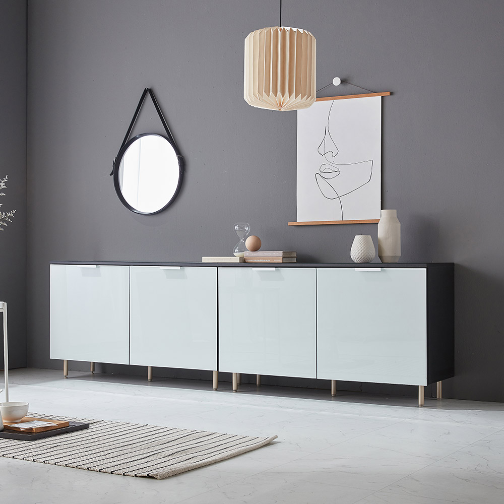 동서가구 론 블랙경 2400 높은거실장 수납장 DF918607