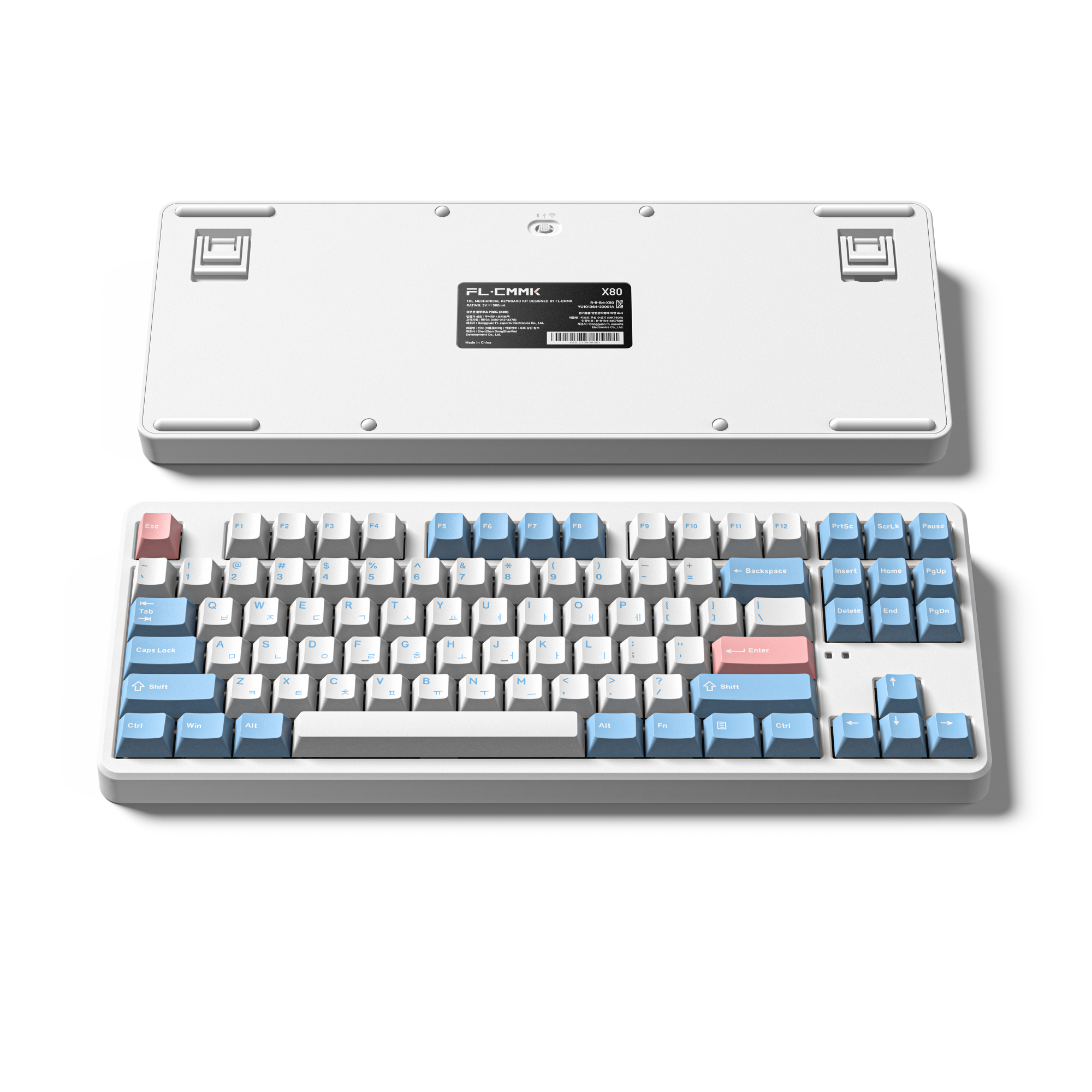 FL-ESPORTS X80 유무선 블루투스 가스켓 마운트 기계식 키보드 버블 블루, 저소음 스노우축 - 상세 이미지 2