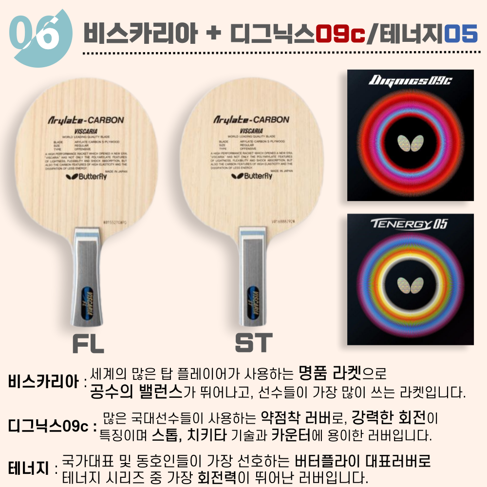 [라켓 + 러버선택] 비스카리아 10가지 세트 이미지 6