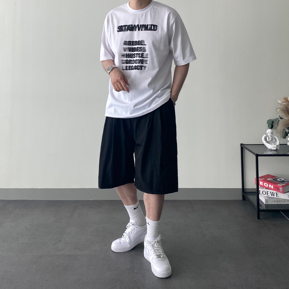 남자박스티 라운드티셔츠 두꺼운반팔티 이미지 6