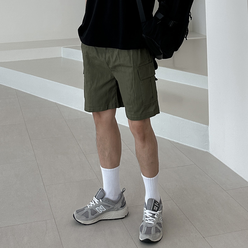 남자 반바지 빅사이즈 밴딩 여름 린넨 카고 반바지