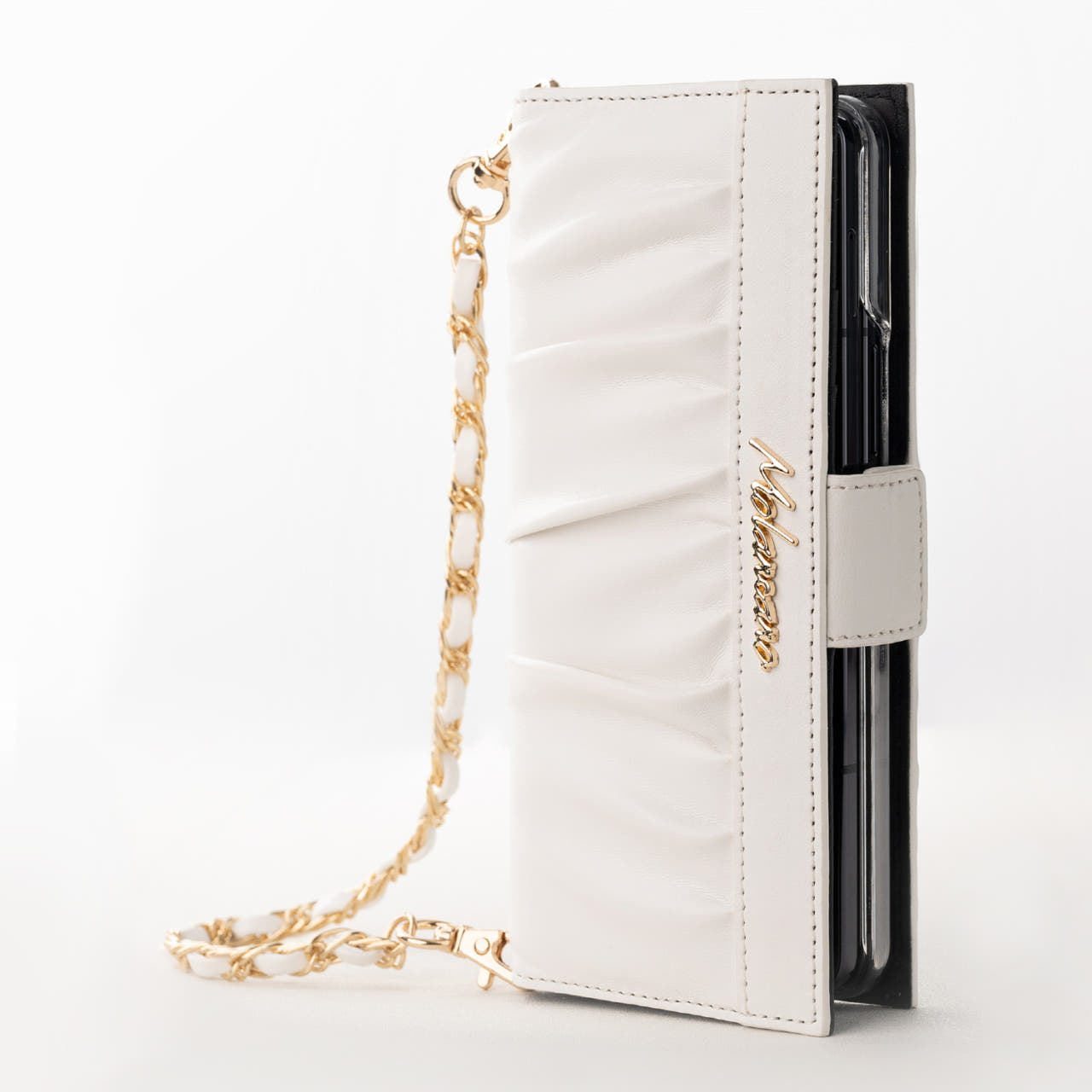 모란카노 갤럭시 Z폴드7 엘레나 스트랩 가죽 다이어리 힌지보호 핸드폰 케이스 레드 - 상세 이미지 2