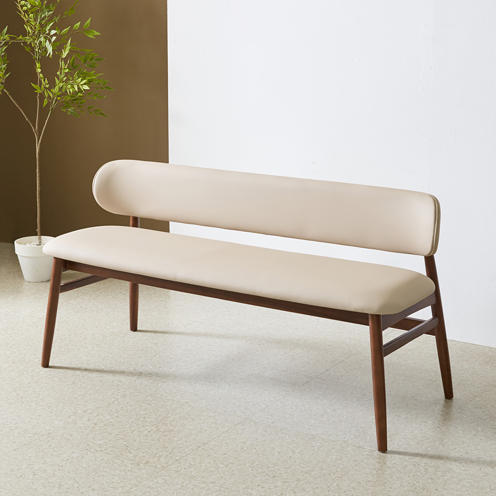 스코나 메릴본 원목 실리콘레더 가죽 2인 등받이 벤치 의자