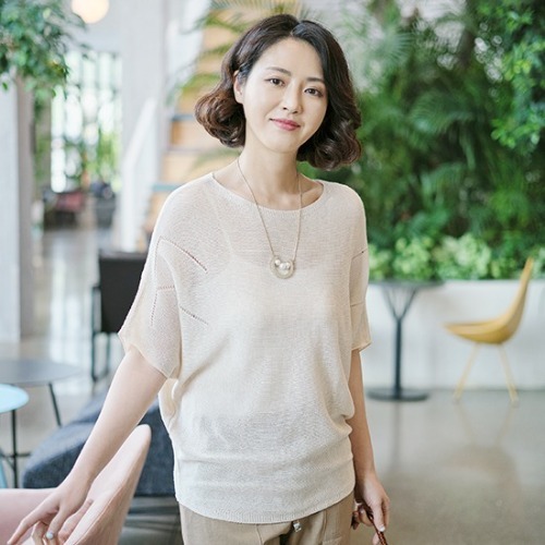 엄마옷 조이마담 T50936 펀칭 가오리 니트 티셔츠 중년여성의류 - 메인 이미지