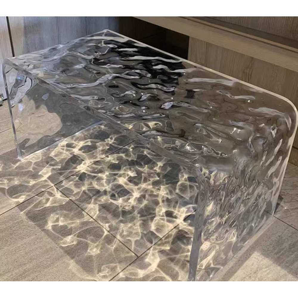 아크릴 테이블 원형 물결 무늬 커피 티 가정용 협탁 80x40x40 - 상품 이미지