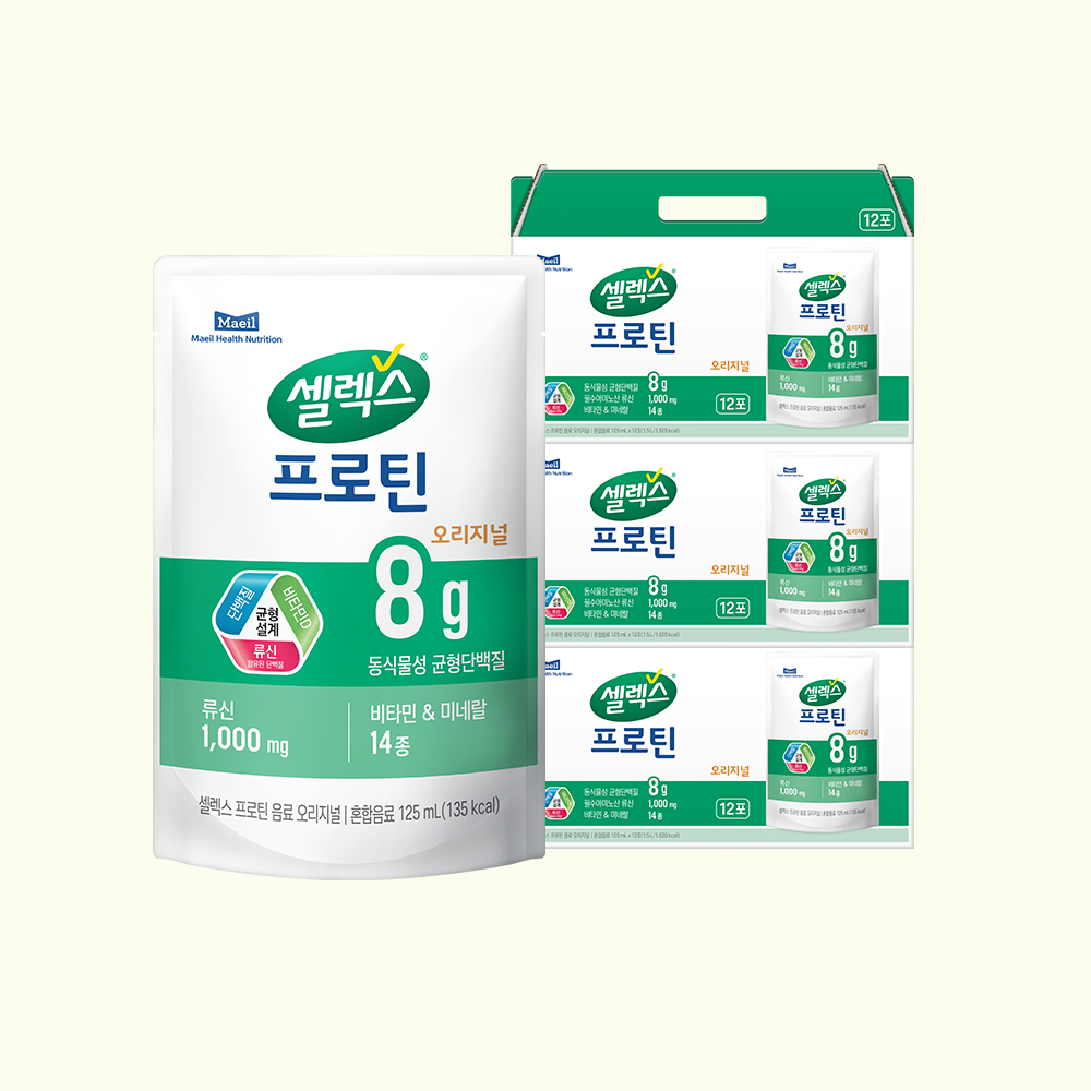 [선물세트] 셀렉스 마시는 프로틴 음료 파우치 오리지널, 125ml, 36개