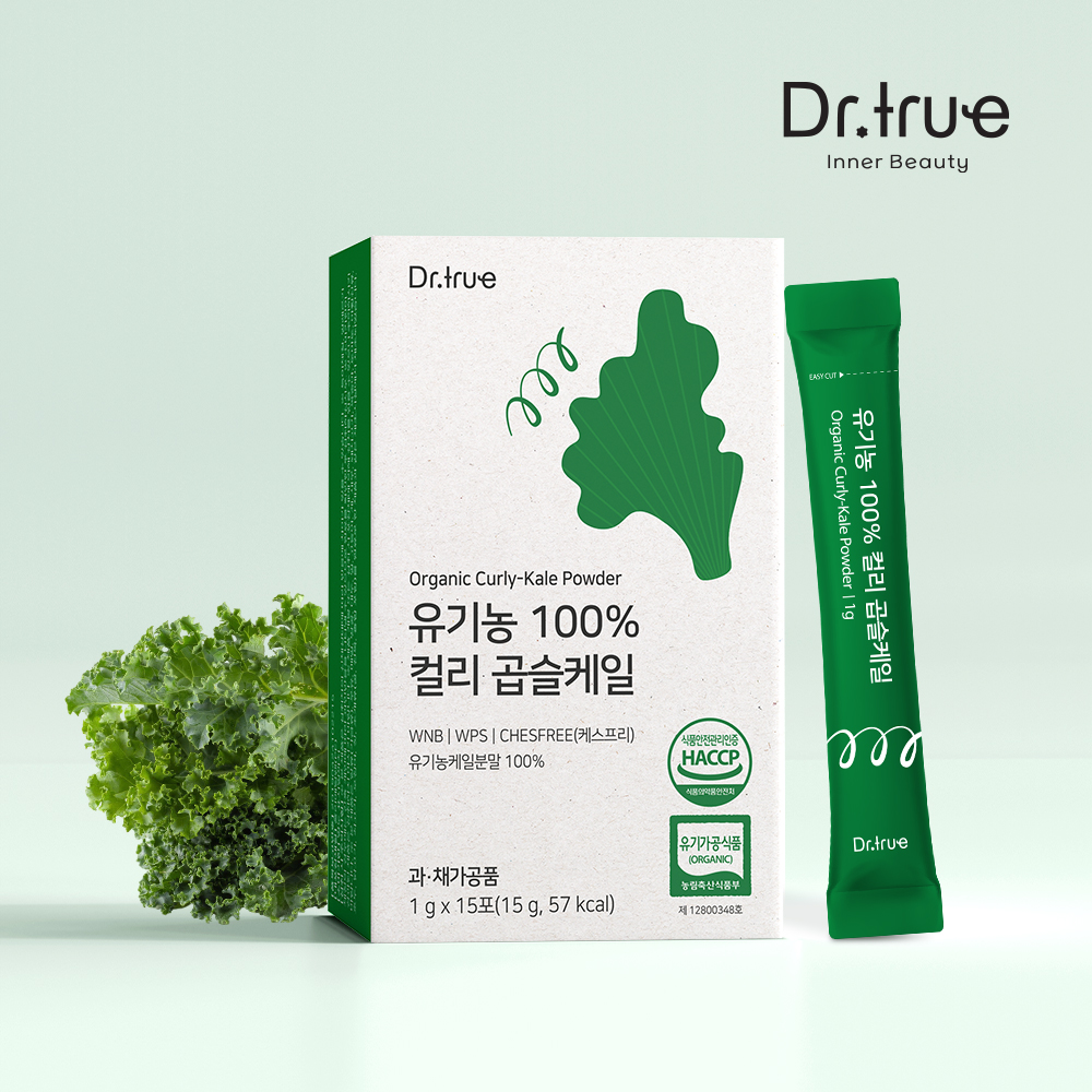 닥터트루 유기농 컬리 곱슬 케일 100% 동결건조 효능 분말 파우더 15포, 1개