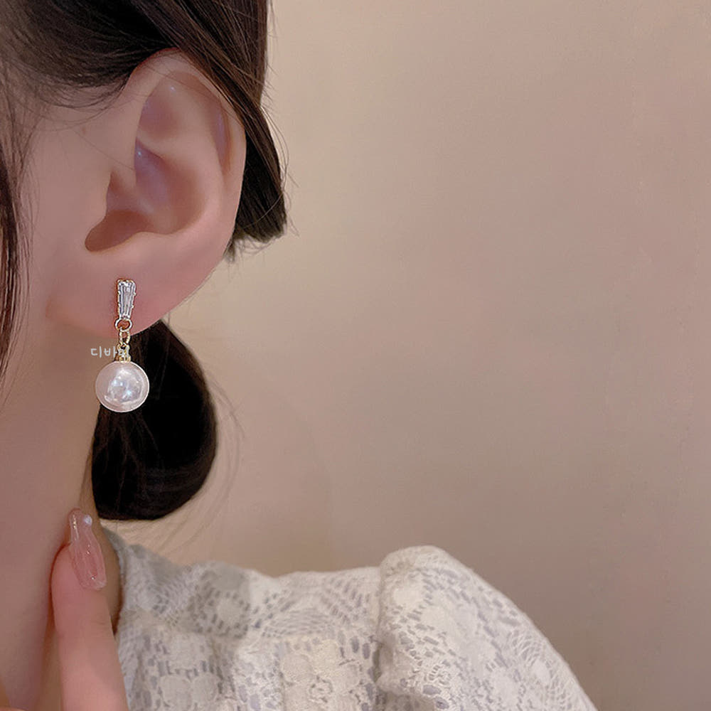 S925 진주 드롭 귀걸이 데일리 알러지없는 귀고리 은침 이어링 - 상세 이미지 4