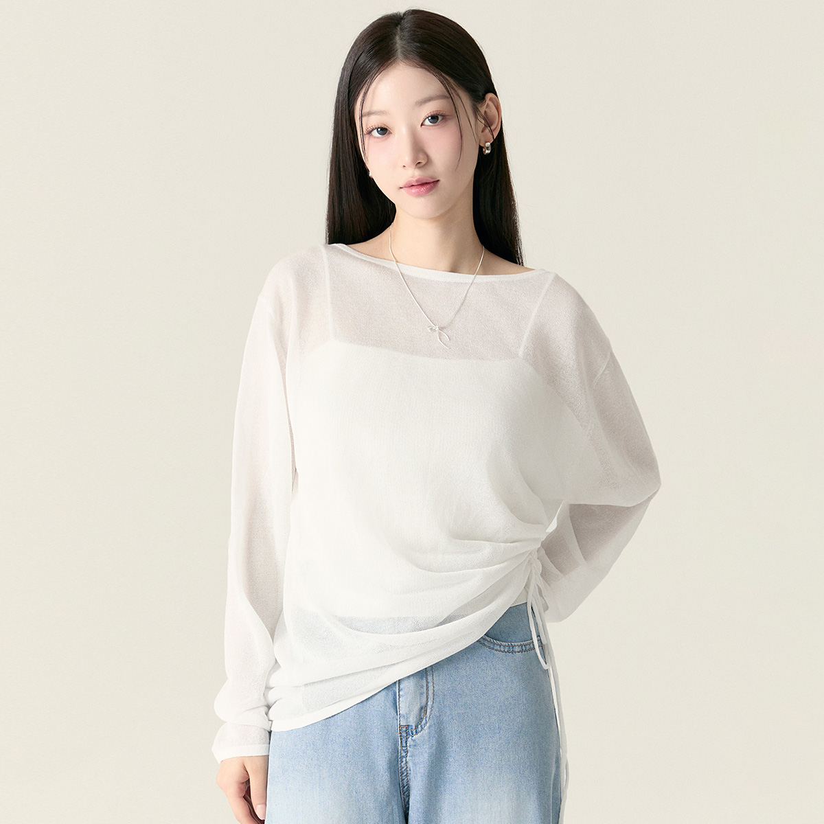 로엠 긴팔 시스루 스웨터 RMKAF37R11 - 상세 이미지 4