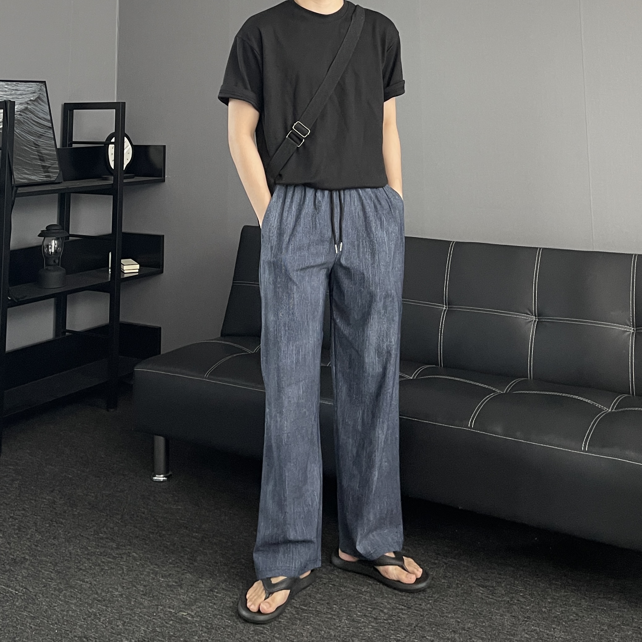 남자여름청바지 남자밴딩청바지 통청바지 - 상세 이미지 3