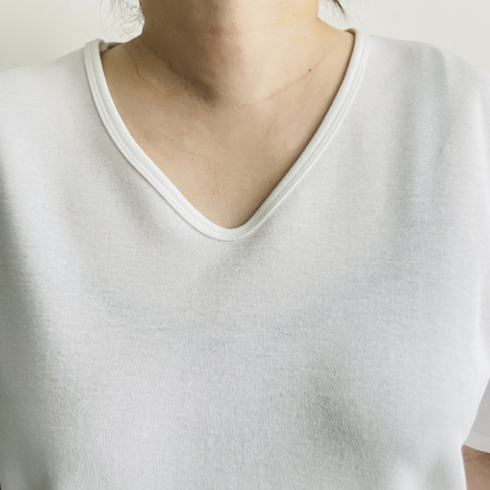 여성빅사이즈반팔티 박스티 흰티 기본 브이넥 티셔츠 2사이즈 - 상세 이미지 4