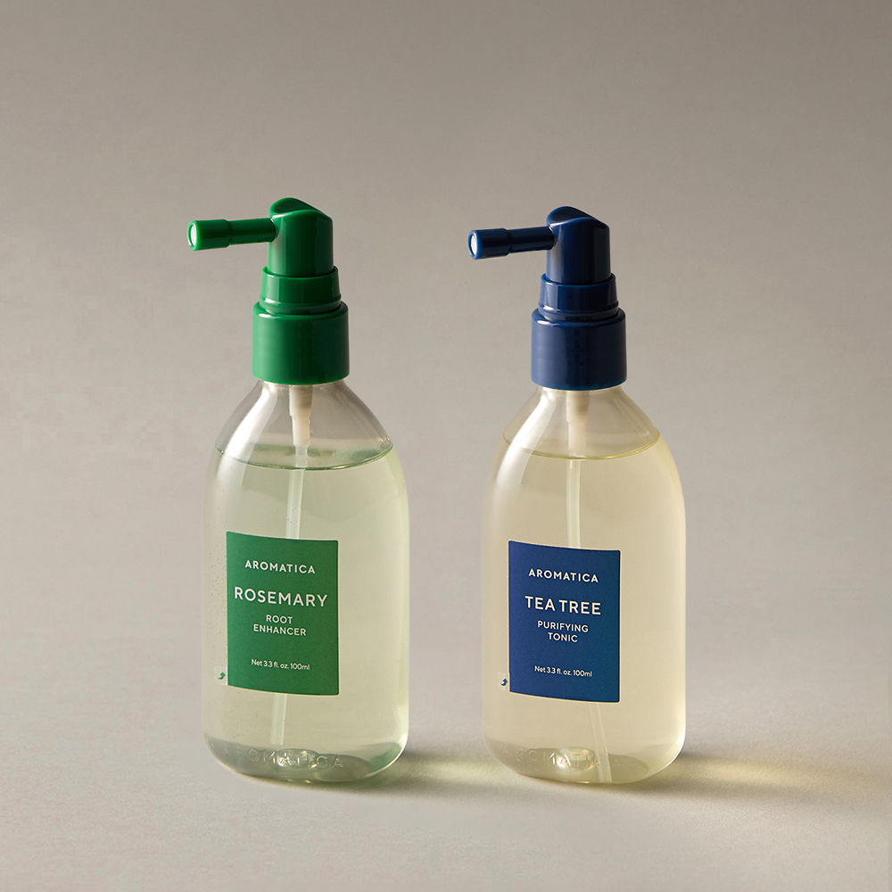 아로마티카 두피 헤어 토닉 2종 200ML 세트 (로즈마리 인핸서+티트리 토닉) 두피 쿨링 스프레이 앰플 진정 보습 비듬 각질 영양제 케어 에센스 냄새 건조 보습 제품 이미지