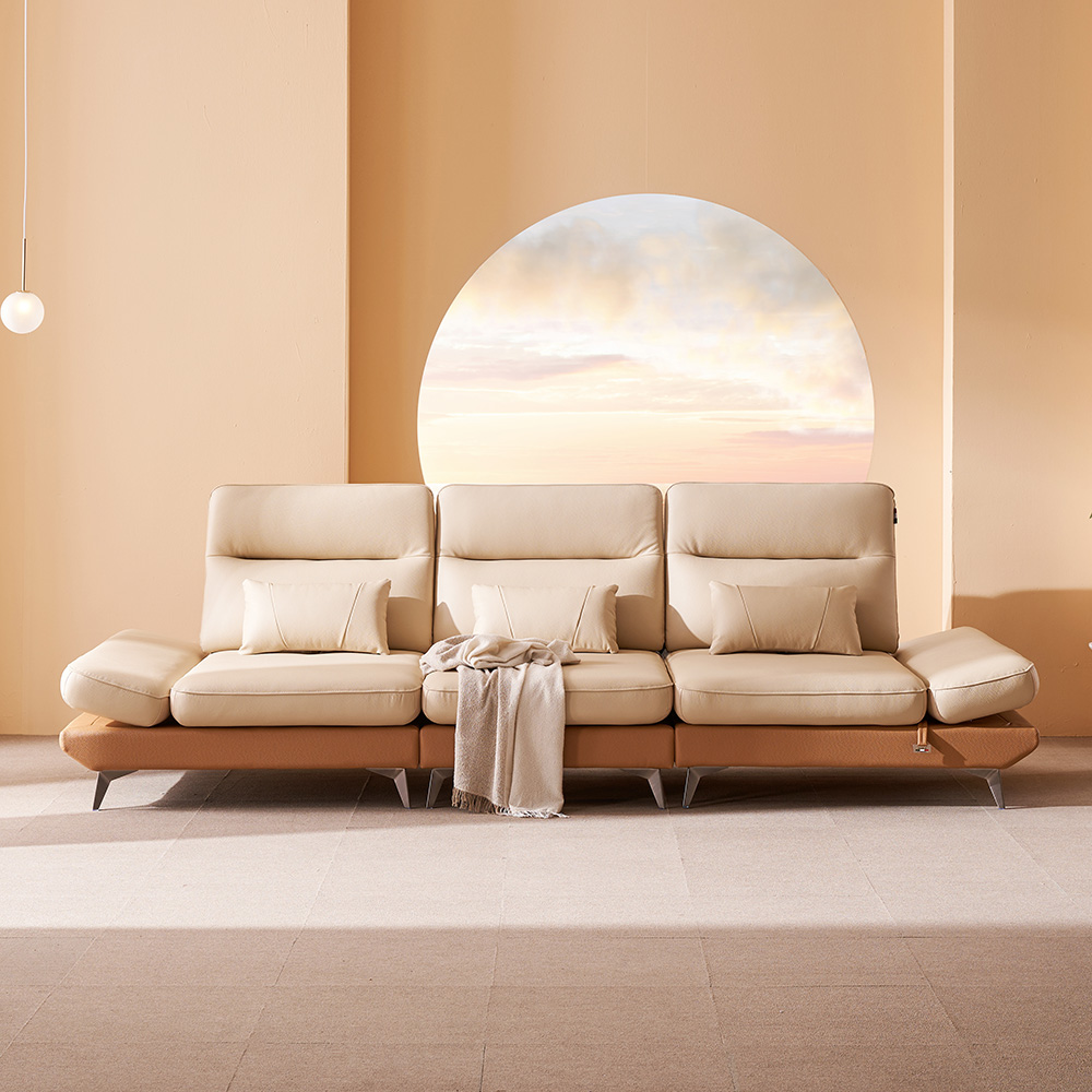 쉐우드가구 드벨리 이태리 천연통가죽 스윙 소파 3.5인용 / 국내제조 자재등급E0