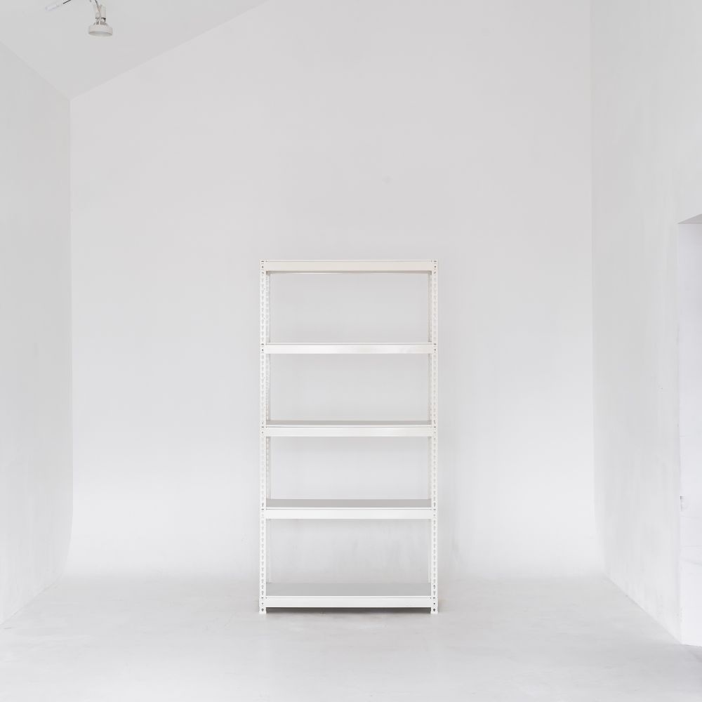 폴던스랙 올스틸 홈 카페 거실 수납 선반 인테리어 선반장 1000x300x1800mm, 5단, 아이보리