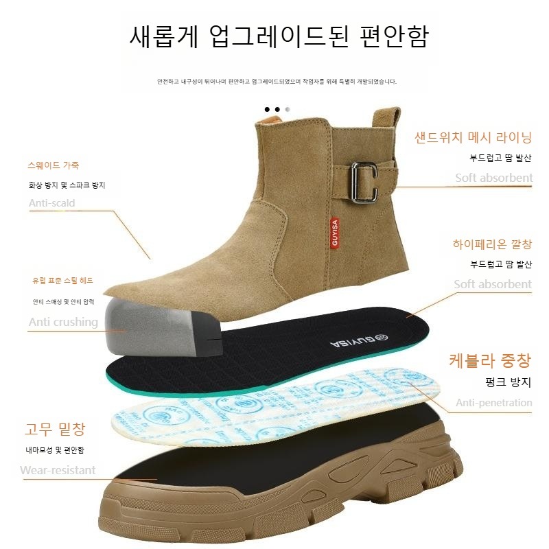 안전화 내마모성 미끄럼 화상 하이탑 야외 공장 작업 보호 신발 0282F 235 - 상세 이미지 4