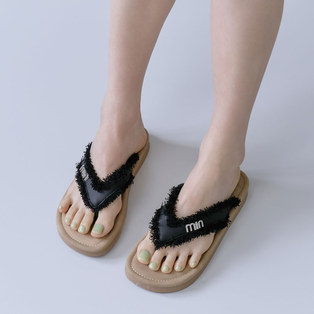 에스유니 발편한 여성 프린지 테슬 여름 플랫 쪼리 슬리퍼 비치샌들 2cm - 상세 이미지 5