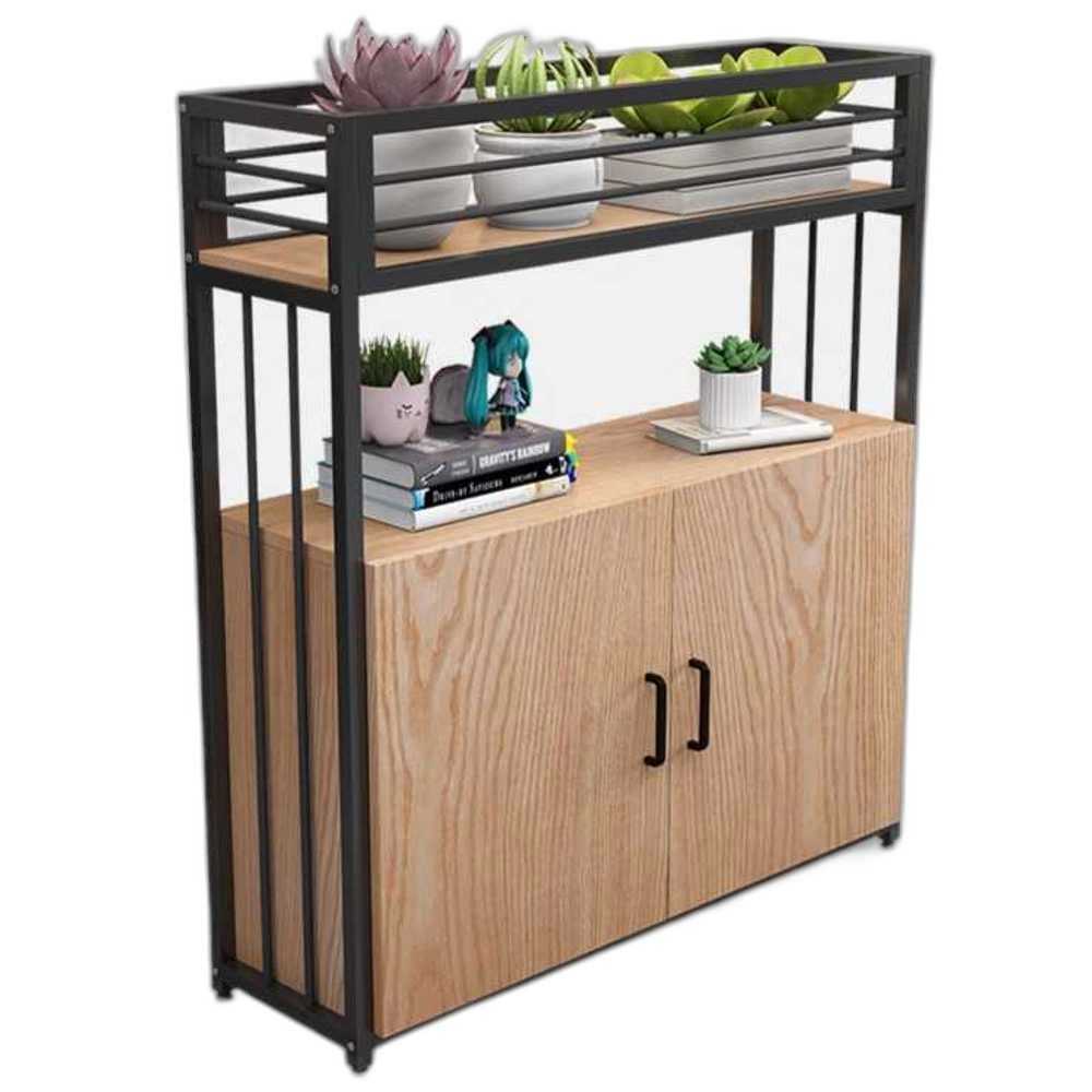 수납 파티션 원목 가벽 화분 선반 철제 칸막이 책장 80cm - 상품 이미지
