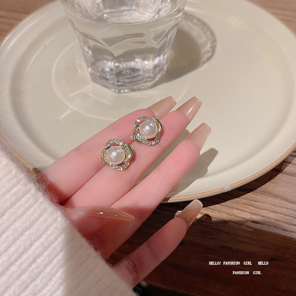 S925 큐빅 진주 데일리 이어링 스터드 여성 단아한 혼주귀걸이 이미지 7