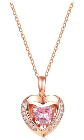 [해외]무료 조류  목걸이 여성용 하트 박동 댄스 펜던트 5A 산화 지르코늄 메탈 알레르기 친화적 실버 925 크리스