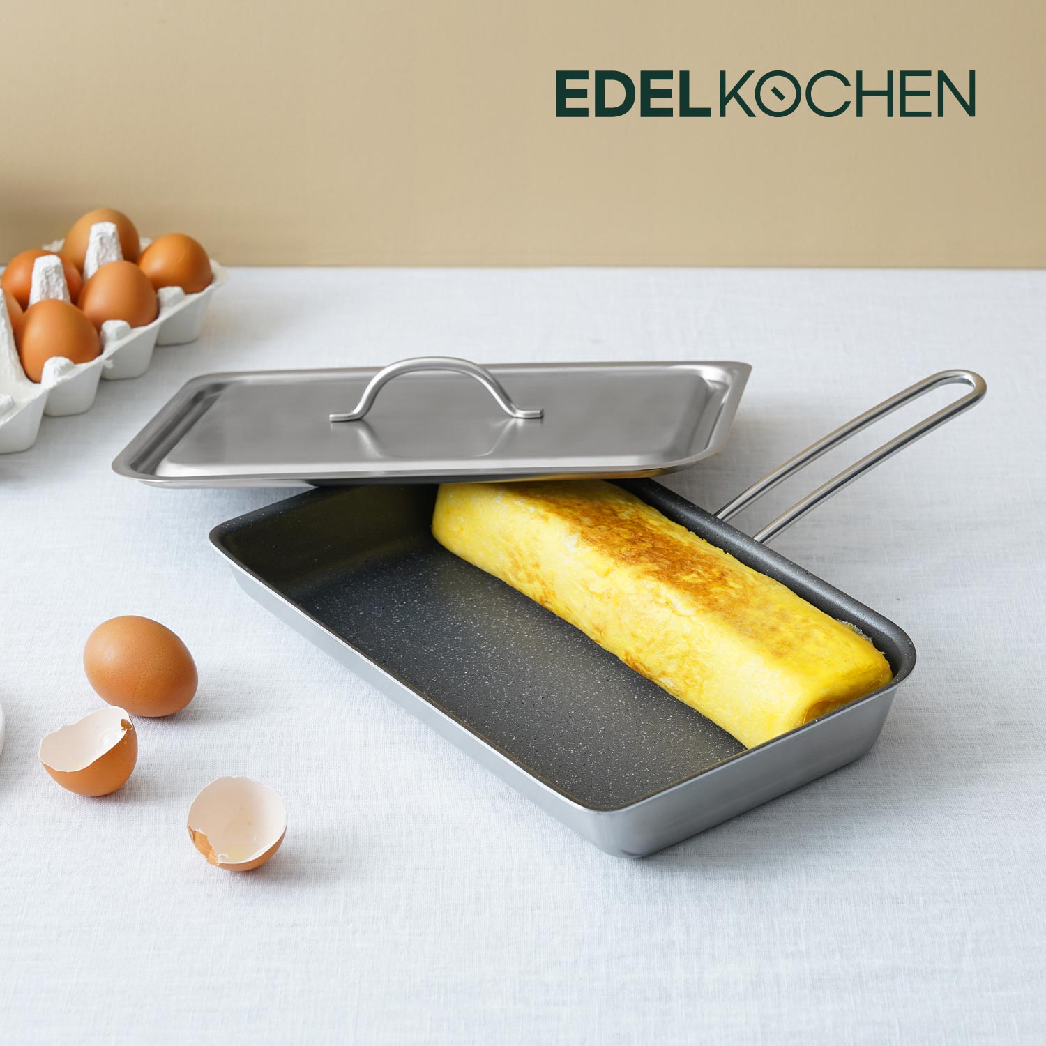 에델코첸 스텐 인덕션 가벼운 코팅팬 계란말이팬 뚜껑포함