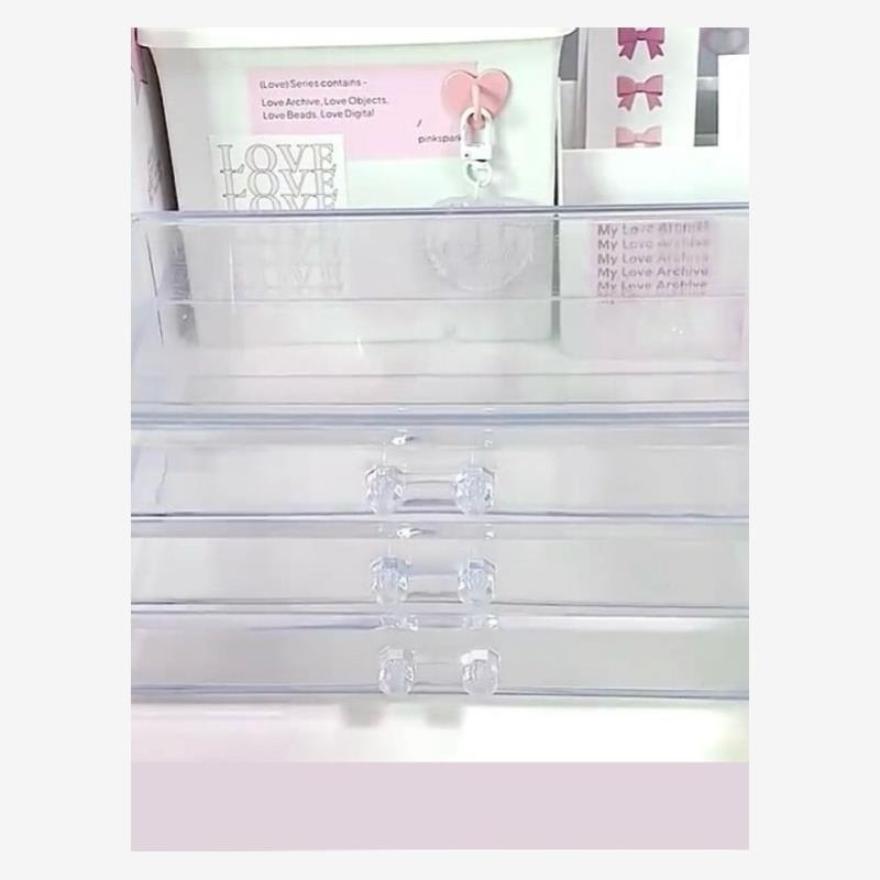 투명 아크릴 3단 서랍 수납함 데스크 정리함 문구 화장품 정리박스 미니서랍 1개 투명 - 상품 이미지