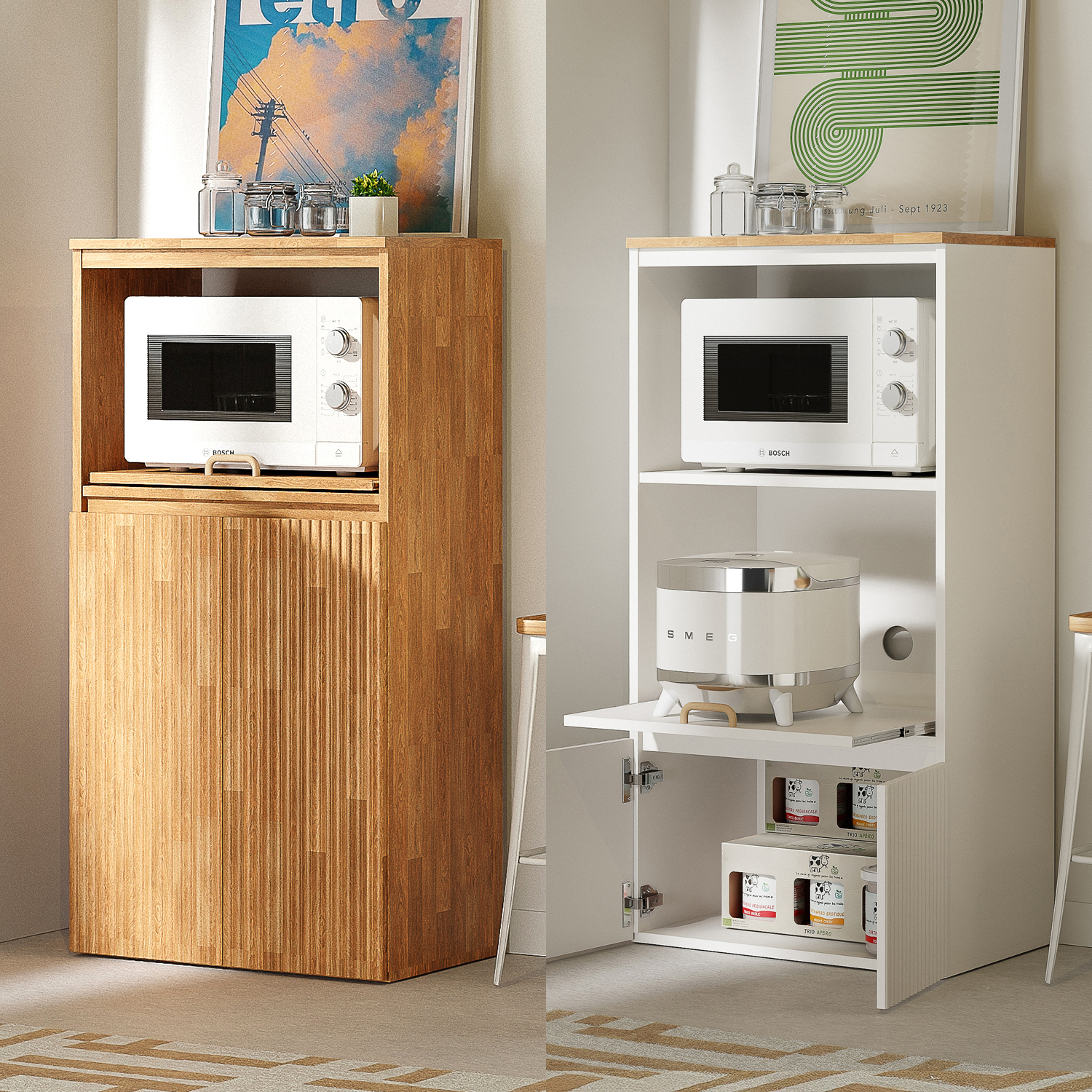 템바보드 렌지대 수납장 600 선반 밥솥 레일 미니 전자렌지대