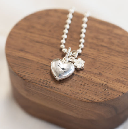 925하우스 미아방지 목걸이 하트 어린이 유아 순은 실버 이름 각인 가능 아기 선물