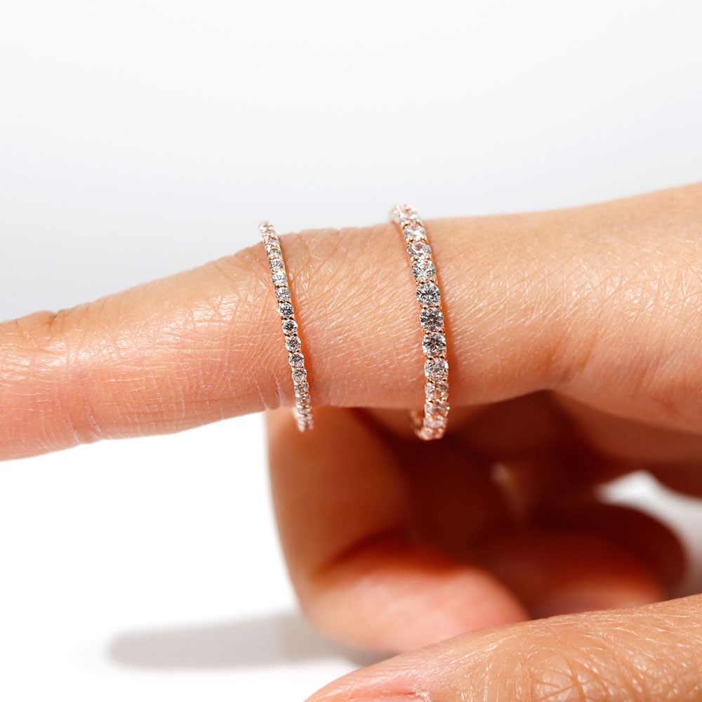 2mm 랩 다이아 모이사나이트 테니스 풀 세팅 이터니티 가드링 반지 - 상세 이미지 2