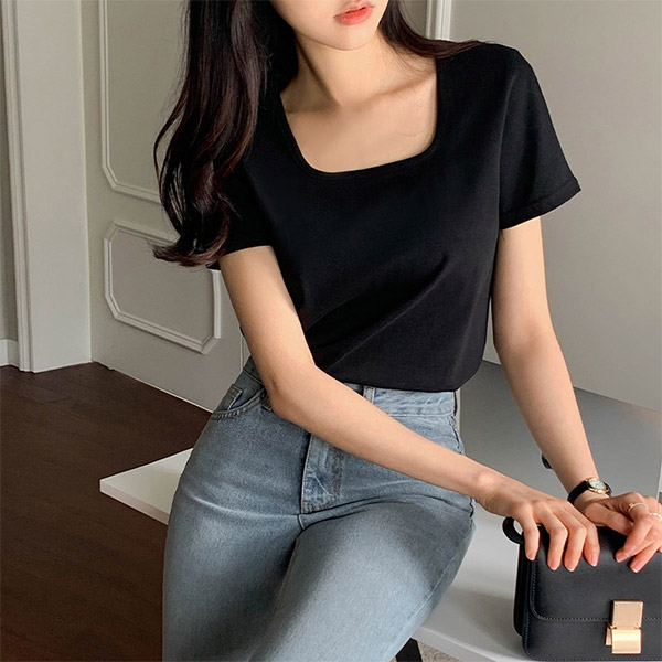 밀키 실켓 스퀘어 반팔티 ts3663