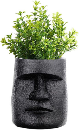 [해외]이스터 섬 화분  헤드 수지 다육식물 정원 동상 - 모 헤드 리포팅용 거실 데스크탑 장식
