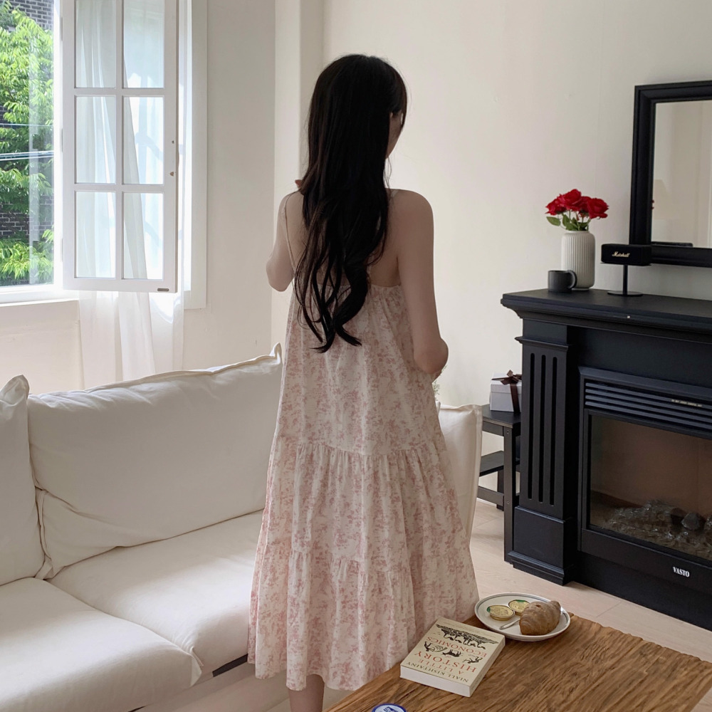 캡내장잠옷 나시원피스잠옷 브라탑원피스 뜨왈 민소매 파자마 홈웨어 이미지 7