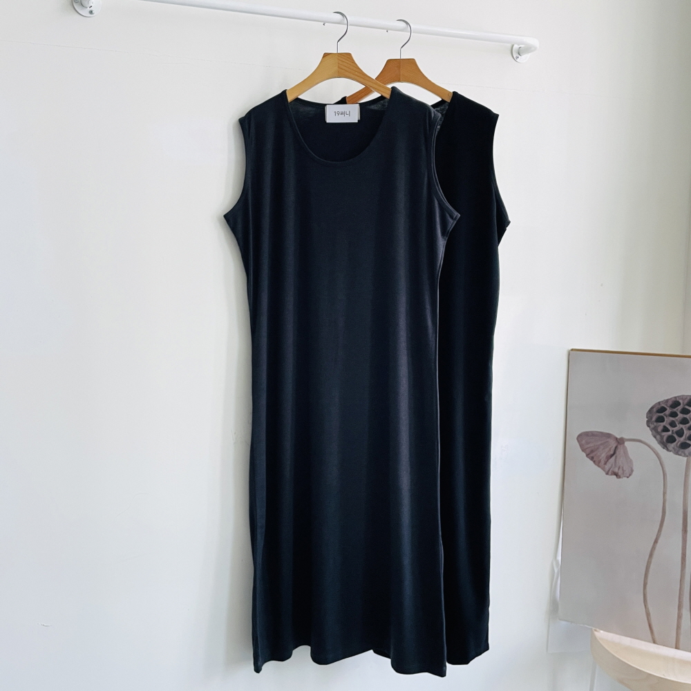 빅사이즈나시원피스 실켓 시원한 민소매 롱 원피스 2사이즈