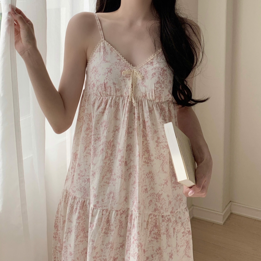 캡내장잠옷 나시원피스잠옷 브라탑원피스 뜨왈 민소매 파자마 홈웨어 이미지 8