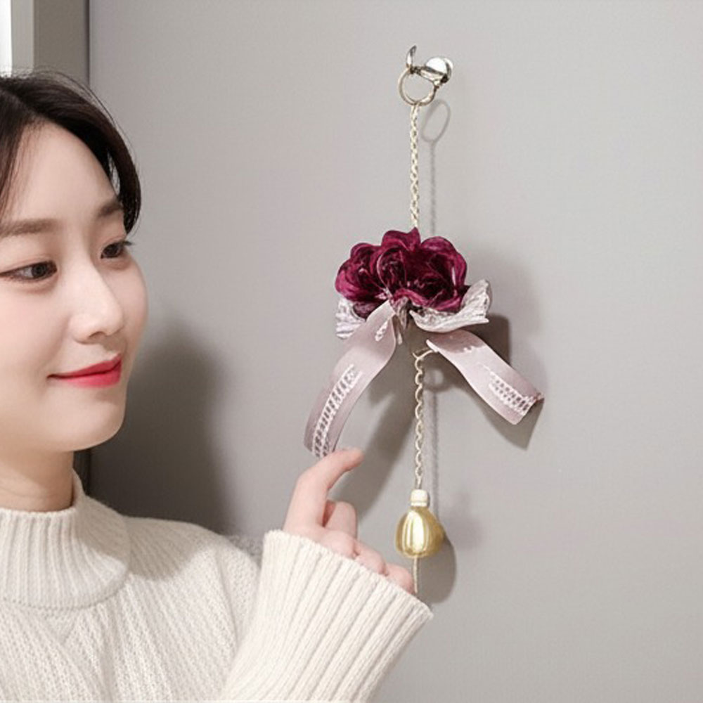현관종 벽장식소품 장미장식 리본리스 미니종 도어벨 - 상품 이미지