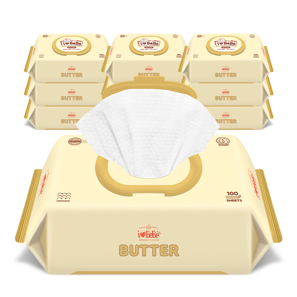 아이러브베베 버터 52g 엠보 100매 10팩 캡형 아기 물티슈