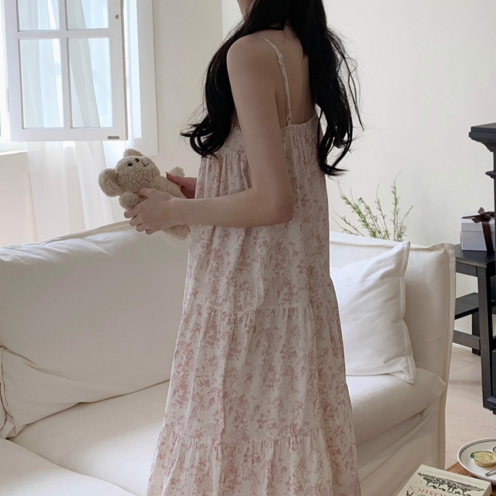 캡내장잠옷 나시원피스잠옷 브라탑원피스 뜨왈 민소매 파자마 홈웨어 - 상세 이미지 5