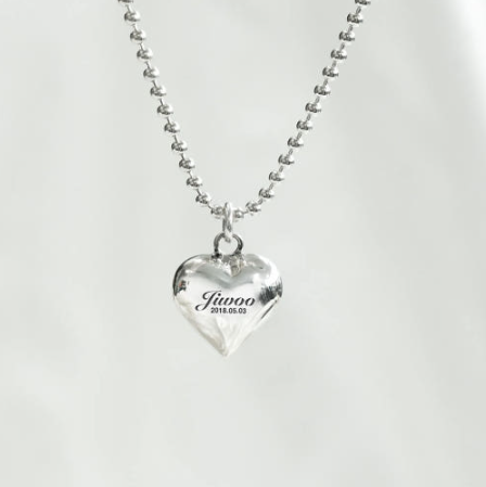 925하우스 미아방지 목걸이 하트 어린이 유아 순은 실버 이름 각인 가능 아기 선물