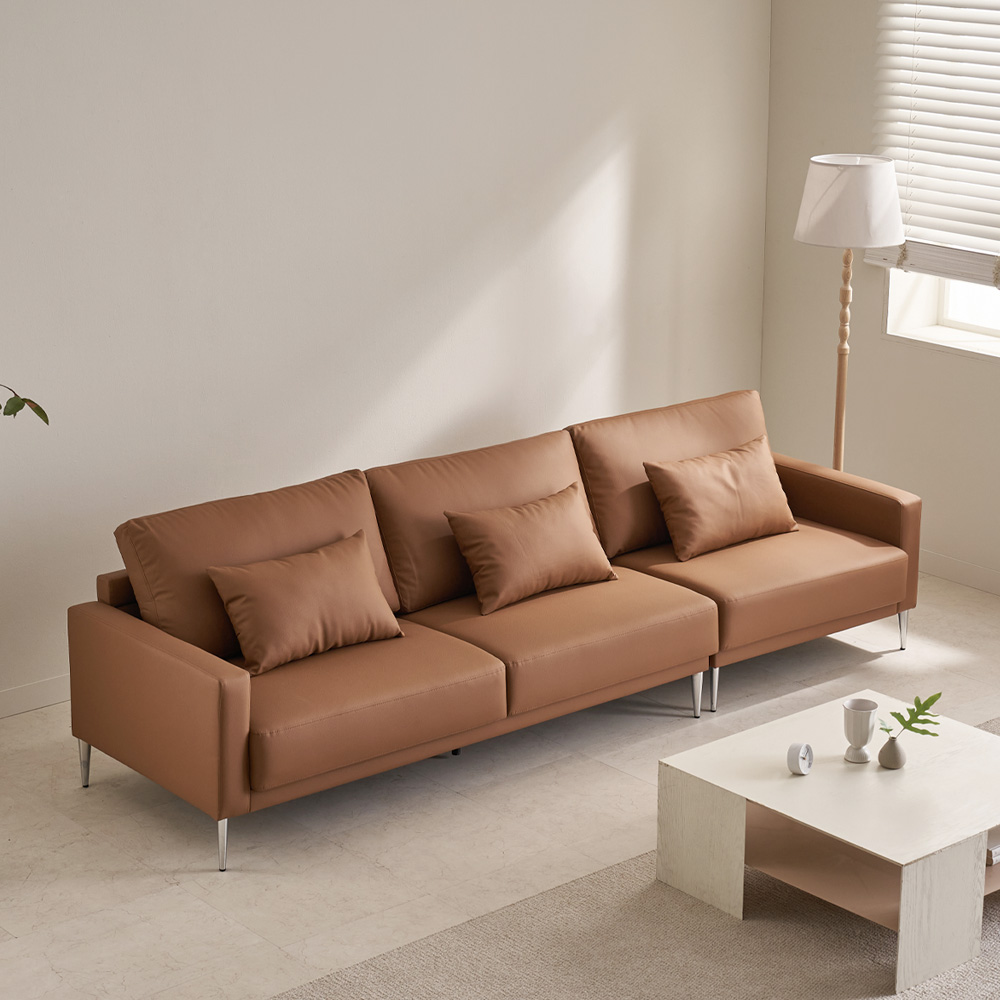 [최대행사] 케이하우스홀드 모튼 4인용 가죽소파 쿠션감 모던디자인 호텔 패밀리 가족 거실