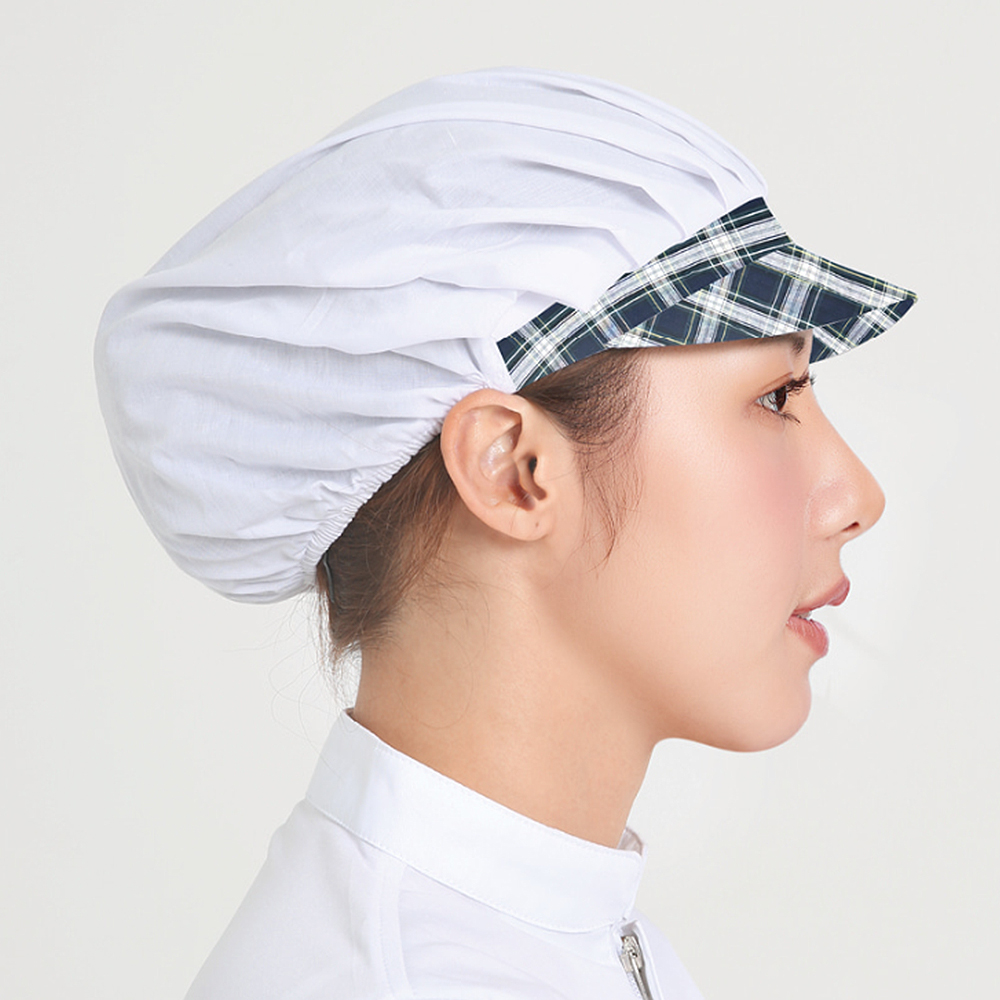 타탄체크 전체천 위생모자 식당 급식실 식품위생모자 - 상품 이미지